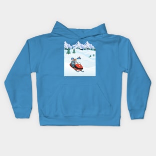 Snowmobile with you family Kids Hoodie